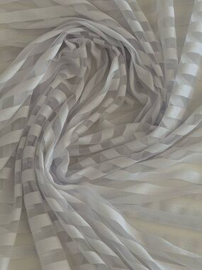 White Lightweight Sheer Translucent Striped Fabric With Alternating Opaque